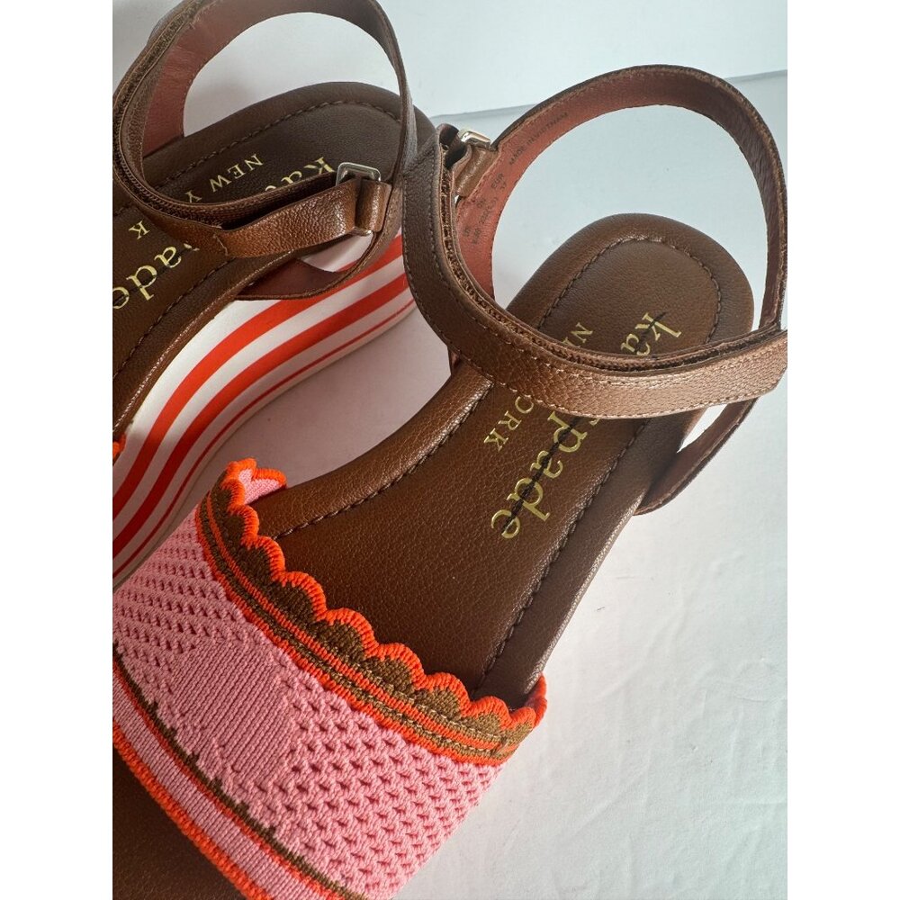 NIB Kate Spade Highrise Spade Wedges Sandals Platforms Leather Pink Size 6.5 - Picture 5 of 8